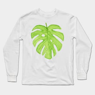 Watercolor Monstera Leaf Long Sleeve T-Shirt